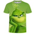 thumbnail image 3 of Venta caliente de camiseta de niño monstruo verde navideño impresión 3d moda de moda impresa manga corta, 3 of 5