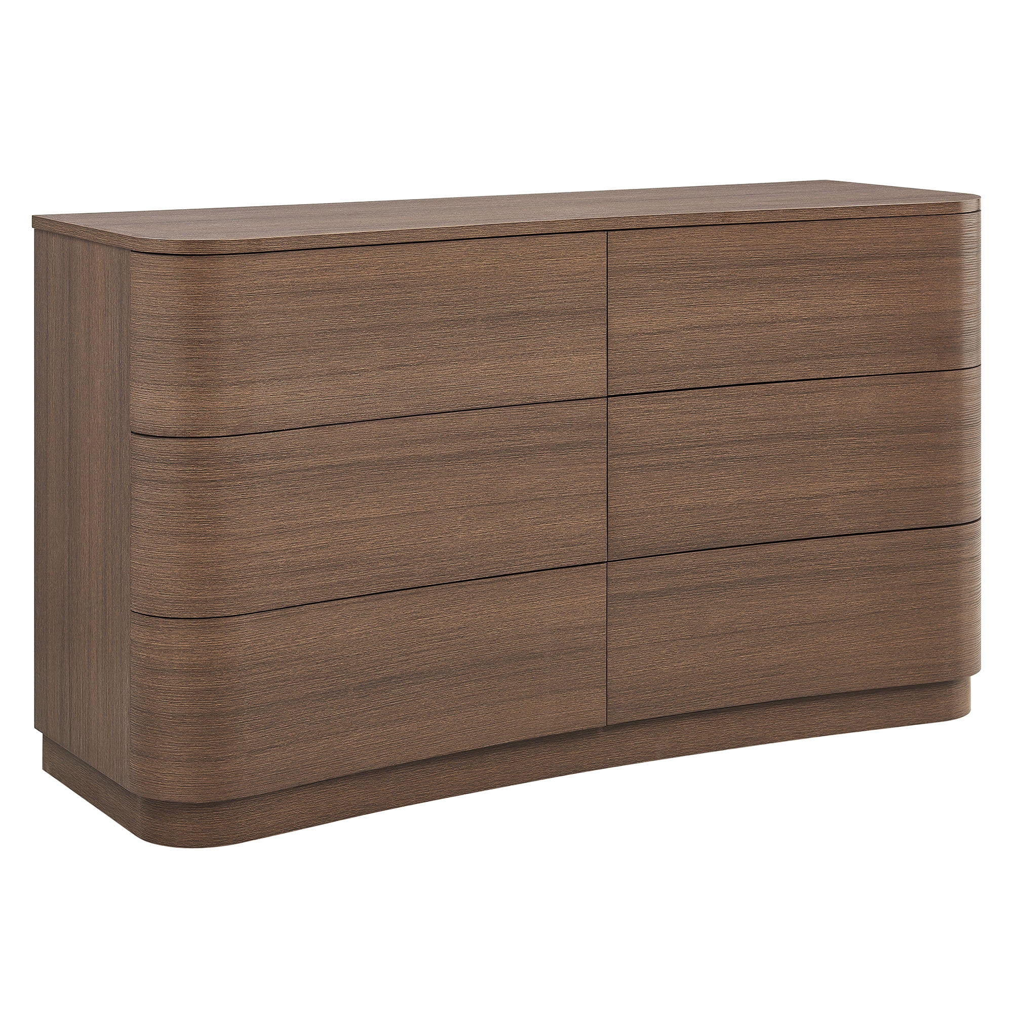 Modway Mirae 6-Drawer Curved Dresser in Brushed Brown Oak by Modway
