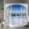 thumbnail image 3 of Winter Window View Shower Curtain Sets Natural Scenery Snowflake Forest Pine Trees Decorative Christmas Tree Shower Curtains with Hooks for Waterproof Polyester Bath Bathroom 84x72 Inches, 3 of 5
