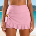 thumbnail image 2 of vigerkar Women's High Waisted Ruffle Swim Skirts with Short Tummy Control Ruched Bikini Swimsuit Bottoms (Pink, S), 2 of 5