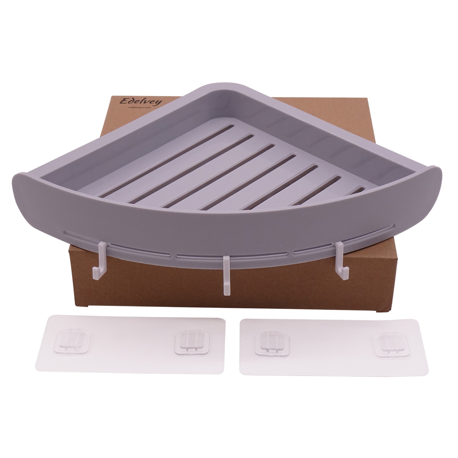 Edelvey Small Shower Caddy Corner Shelf Organizer with 3 Hooks Wall