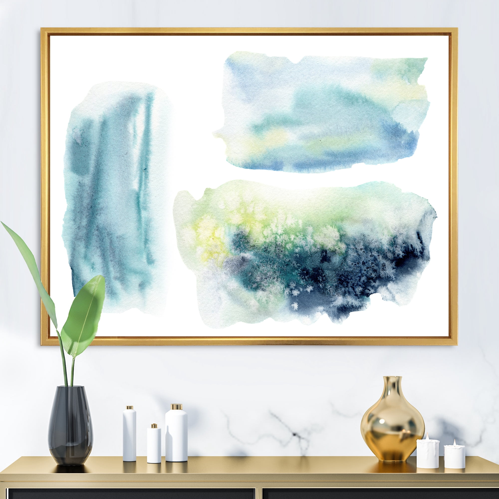 Designart 'Abstract Clouds Underwater' Modern Framed Canvas Wall Art Print