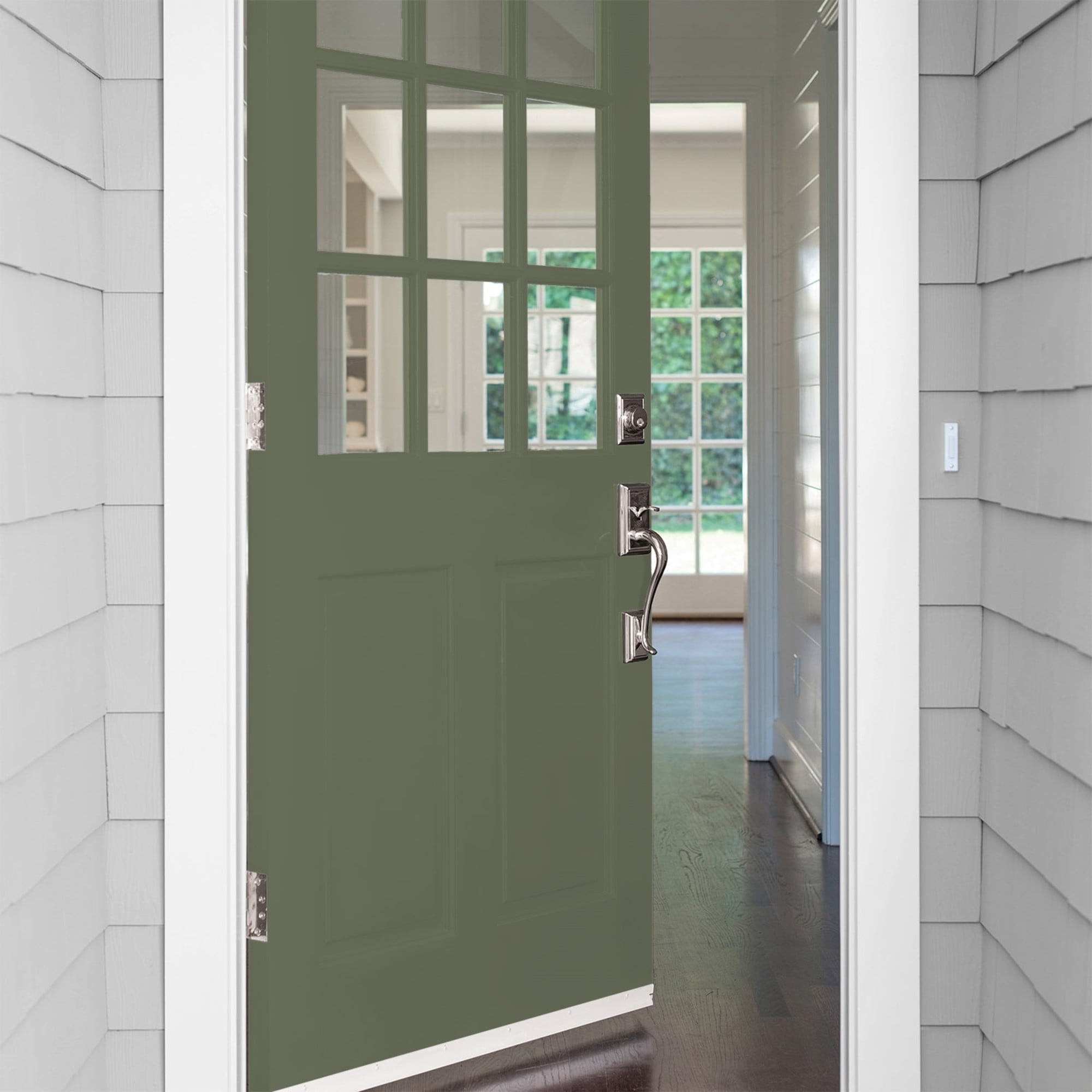 Glidden HEP All About Olive / Green Satin Exterior Paint with Primer, 1 Gallon