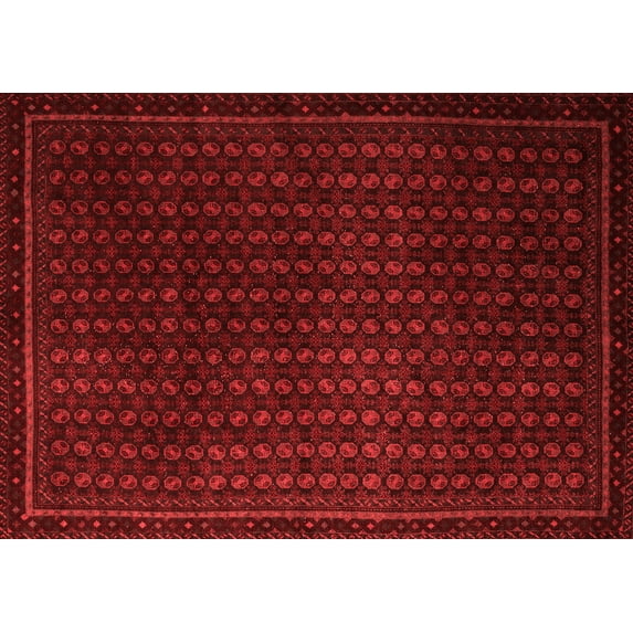 Ahgly Company Indoor Rectangle Abstract Red Modern Area Rugs, 2' x 4'