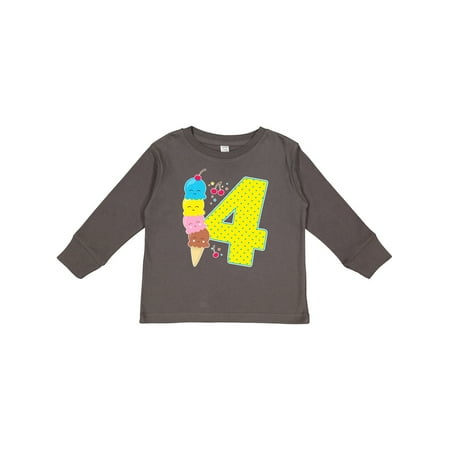 

Inktastic Ice Cream Fourth Birthday Blue Gift Toddler Boy or Toddler Girl Long Sleeve T-Shirt