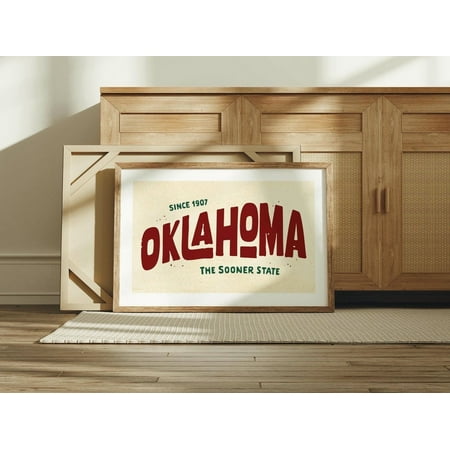 Retro Oklahoma Sooner State Wall Art, Unframed Paper Poster 8x10in
