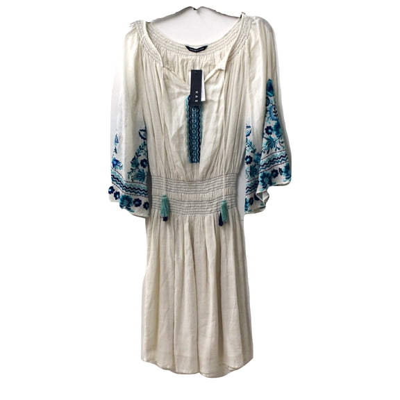 Kas New York OFF WHITE/BLUE Floral Dress, US X-Small