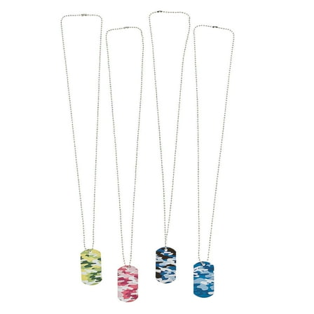 Camouflage Dog Tag Necklaces - Jewelry - 12 Pieces