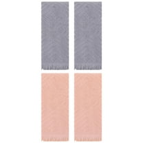 Unique Bargains 4 Pcs Cotton Geometric Patterns Turkish Towels 13" x 29" Orange/Grey