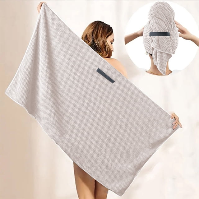 Toalla de microfibra para secar el cabello con correa elástica. Turbante de secado rápido para cabello mojado, largo, grueso y rizado. Toallas súper suaves para secar el cabello.