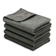 Kitchen Dish Cloths, 4-Pack Absorbent Dish Towels Washcloths Quick Drying Dish Rags, 16x19 Inches, Gray