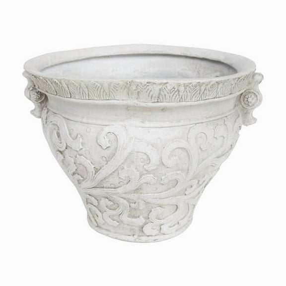 18.75" Deep Antique White Magnesium Oxide Planter Pot for Indoor & Outdoor Use - Versatile Garden Planter