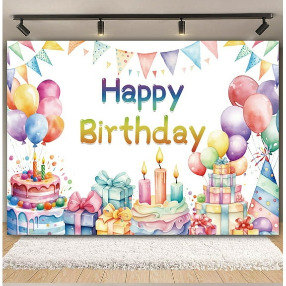 Happy Birthday Backdrop for Girl Boy Colorful Balloons Candle Baby Birthday Party Photography Background Cake Table r Banner