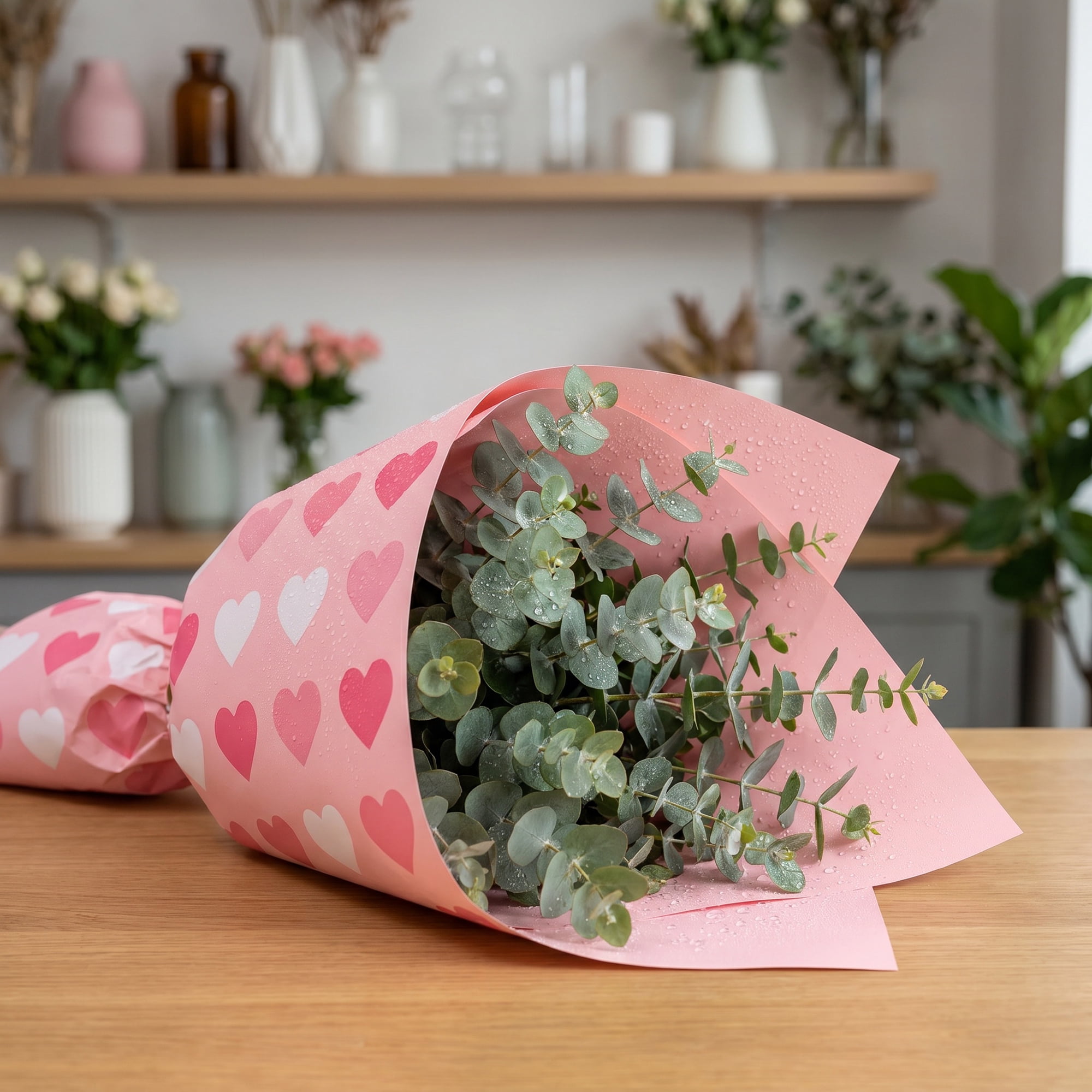 Unique Bargains Waterproof Neon Heart Luxury Matte Gift Wrapping Paper Pink 22.4"x 22.4"