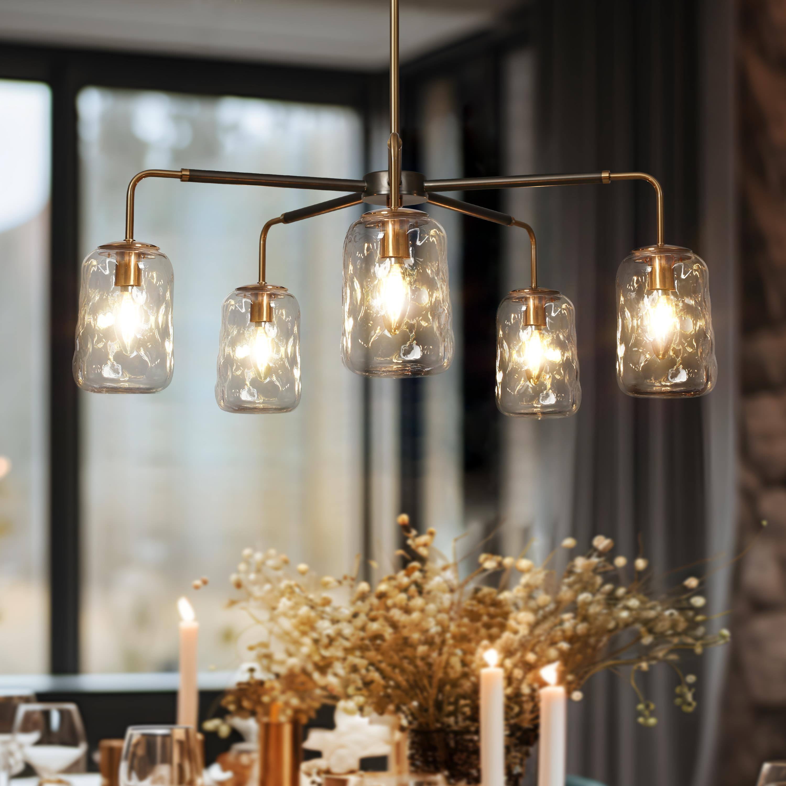 LNC Erharting 5-Light Brushed Black Modern/Contemporary Led Chandelier
