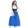 thumbnail image 4 of SWSMCLT Women's Bavarian Oktoberfest Dirndl Barmaid Bunched Billowy Breathable Cos Dresses A Line Dress Bell Sleeve Blue Large, 4 of 5