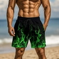 thumbnail image 2 of ZCFZJW Men's Swim Trunks Quick Dry 3D Flame Pattern Printed Beach Board Shorts with Pockets Lightweight Drawstring Elastic Waist Bathing Suits Green XXL, 2 of 9