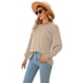 thumbnail image 4 of hirigin Women's Round Neck Tunic Tops, Casual Long Lantern Sleeve Solid Color Ruched T-Shirts, 4 of 7