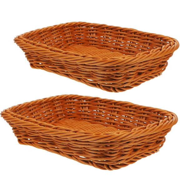 NIAIZEK 2-Pack Square Wicker Bread Basket for Kitchen Storage and Dining Table Use