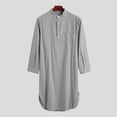 thumbnail image 2 of Ketyyh-chn99 Men Lightweight Fleece Robe Men's Long Sleeve Button Solid Color Shirt Nightdress Robe Size for 3XL,Watermelon Red, 2 of 4