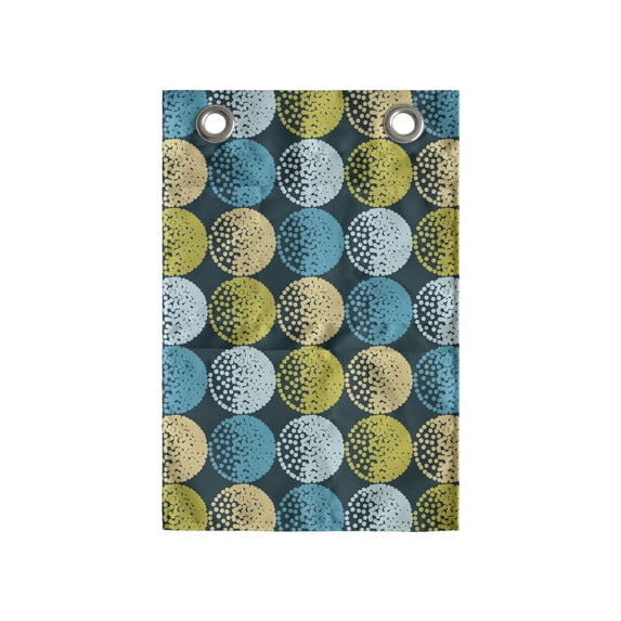 Abstract Hanging Pocket Organizer, Dots Arrangement Circles Repeating, Printed Polyester Storage Bag with Pockets, 14" x 20", Dark Teal Multicolor