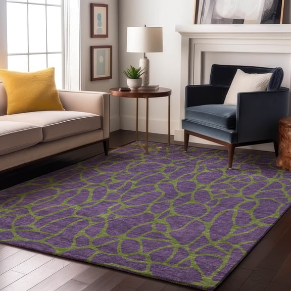 Addison Rugs Mayfield Premium Machine Washable Transitional Geometric Purple Rectangle Rug, 5' x 7'6"