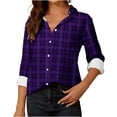 thumbnail image 2 of Autumn and Winter Plaid Jackets for Womens 2024 Plus Size Long Sleeve Plaid Shirt Tunic V-Neck Casual Pullover Blouses Tops, 2 of 5