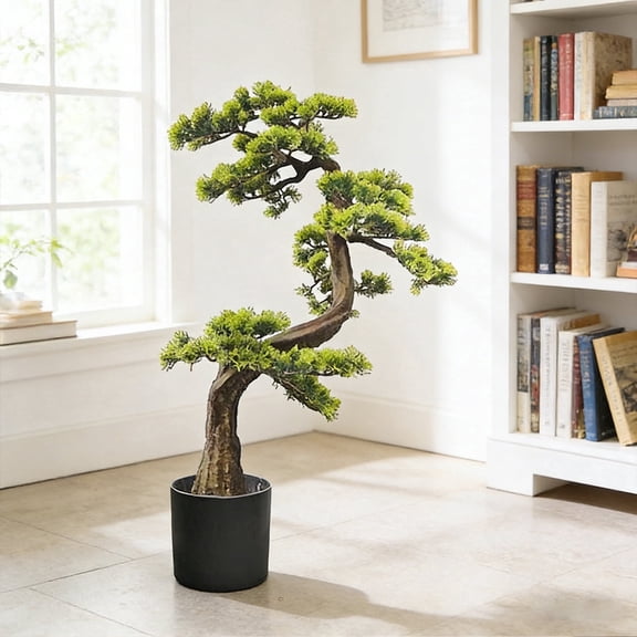 Pine Artificial Tree Faux Pine Plants Faux Plastic Green Leaves Artificial Plants Outdoor for Home Office Indoor Outdoor Decor 73 cm