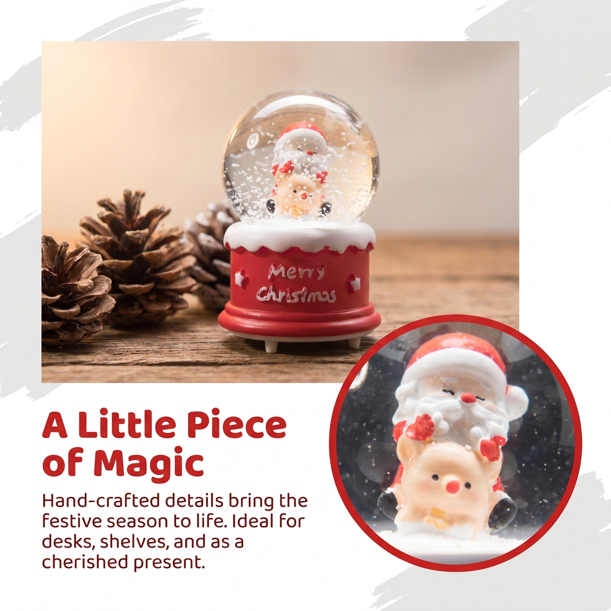 Unique Bargains Light Up Crystal Ball LED Glitter Snow Globe Red M 1.8" x 1.8" x 2.7"