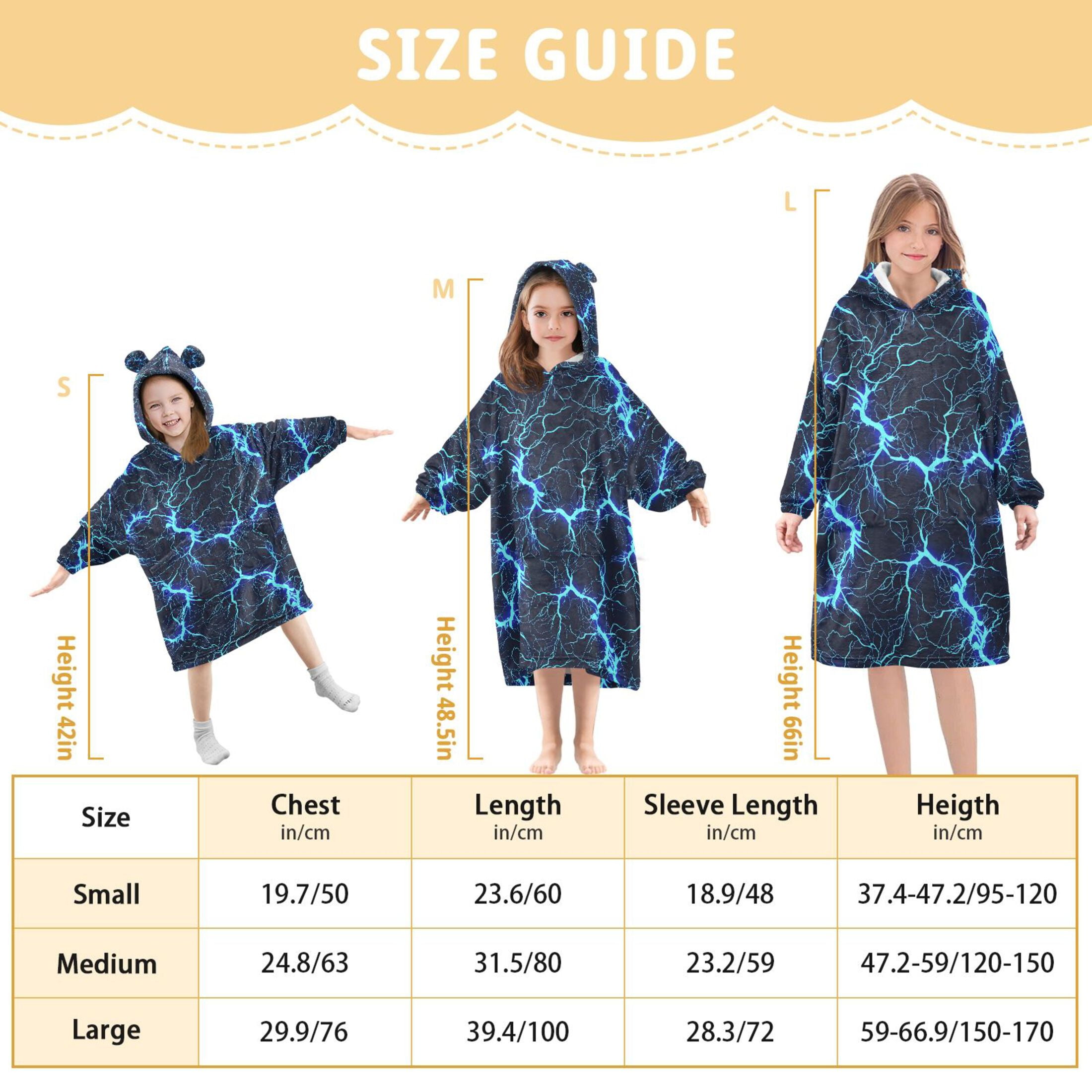 joogoo Wearable Blanket Hoodie for Blue Lightning Flannel Sherpa Pocket 3-14 YR S