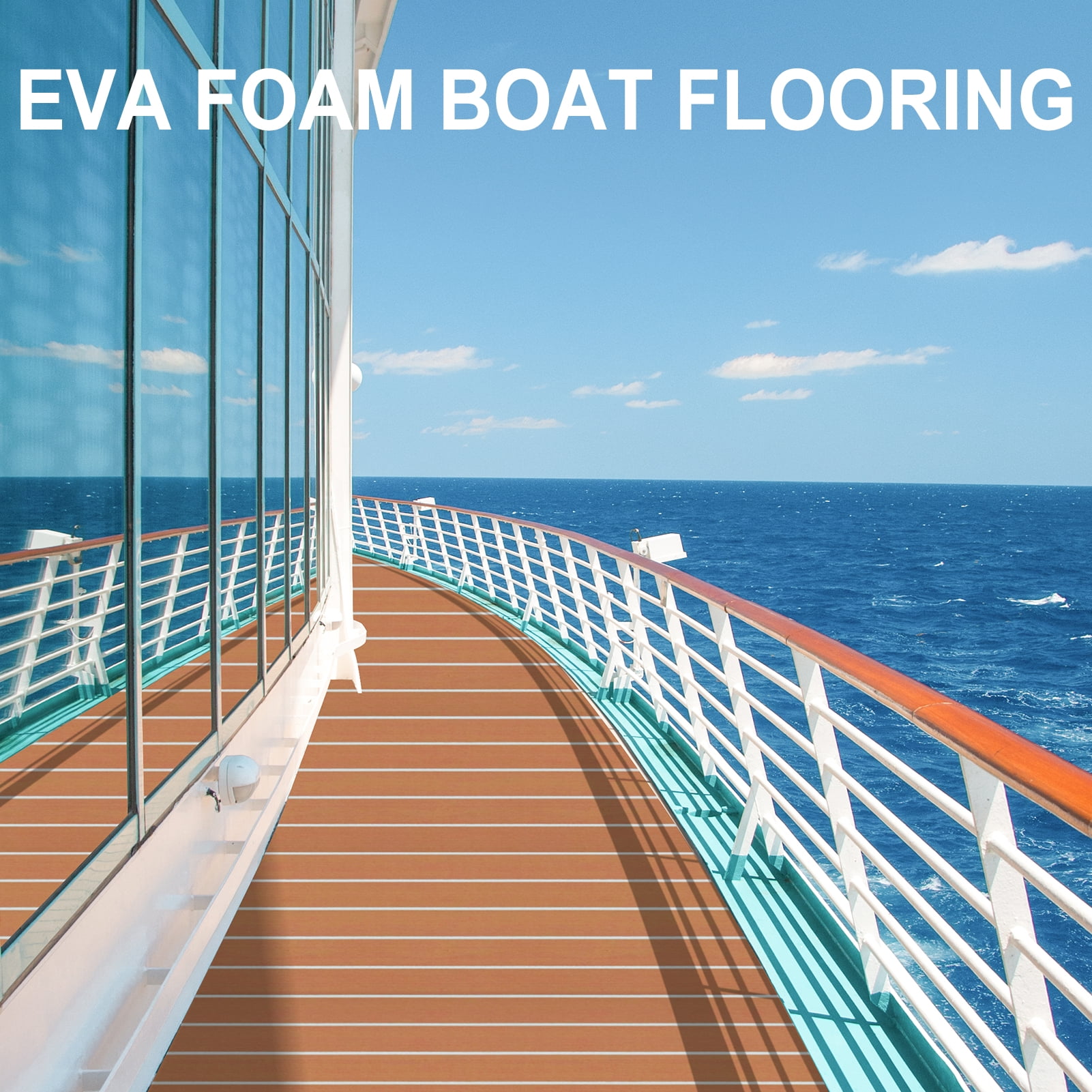 EVA Foam Boat Decking Sheets 15" x 94" - 7mm Thick Non-Slip Faux Teak Marine Flooring Mat for Kayak RV Yacht Motorboat Skateboard Skimboard Step Pool Garden