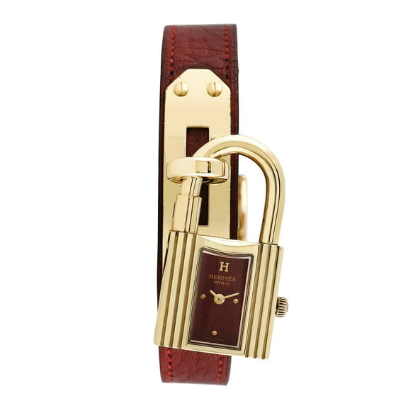 Pre-Owned Hermes Women's Kelly Lock 20mm Brown leather Wristwatch
