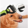 thumbnail image 3 of 2-in-1 Pet Deshedding Brush - Dual Sided Undercoat Rake for Cats/Dogs | Tangle & Mat Remover | Steel Comb for Safe Grooming | Reduce Shedding by 90%, 3 of 9