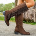 thumbnail image 4 of Wowcloth Knee-High Boots for Women – Suede Chunky Heel and Tassel Design, Mid Heel, Pull-On Style for Retro Winter Fashion, 4 of 9