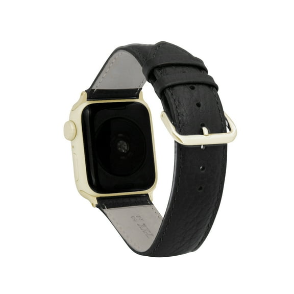 Bandini Double Extra Long 2 XL Band for Apple Watch Leather Band 38mm 41mm 40mm for Women Men Large Wrist, Buffalo Style for iWatch Band Series 9 8 7 6 5 4 3 2 1 SE SE2 - Black / Gold