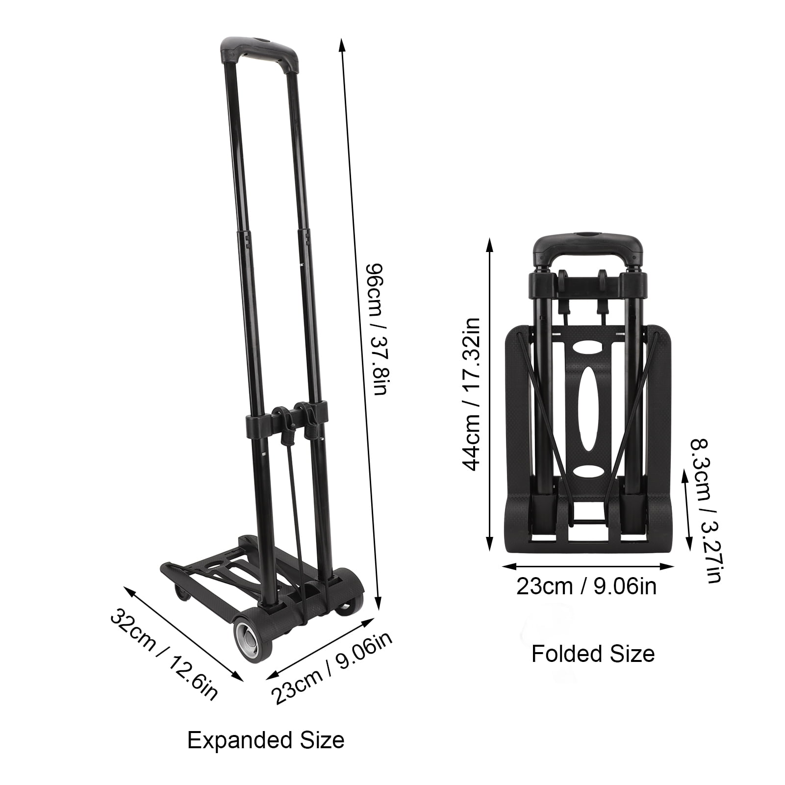 NFTIGB Folding Hand Truck Portable Large Capacity Cart Sturdy 4 Secure Wheels Heavy Duty Luggage Carrier for Shopping Moving Office Travel Multipurpose Utility Dolly Black