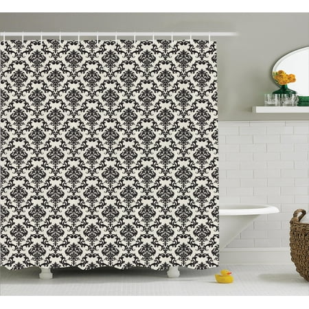 Damask Shower Curtain Contemporary Western Motif With Weave Damask Shower Curtain Contemporary Western Motif With Weave Effect Fl Leaves Graphic Design Fabric Bathroom Set Hooks Beige Black