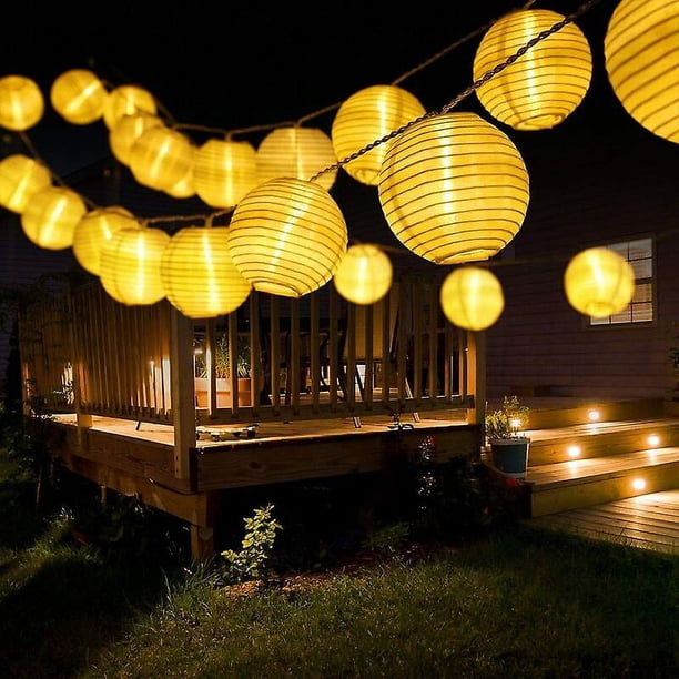 Guirnaldas de luces solares para exteriores, 6,5 m, 30 LED, farol para exteriores, luces de hadas, impermeables, 8 modos de luz, decoración para jardín, terraza, balcón, patio, fiesta, cálido