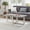 Faux Concrete and White, variant on FENGFAN Contemporary Rectangular Coffee Table Weathered Gray Beige Engineered Hardwood MDF Cross Base Living Room Tea Table