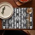 thumbnail image 5 of Black and White Geometric Boho Pattern Summer Placemats Table Placemats Set Of 4-Linen Kitchen Washable Placemats Table Mats 11.8"x17.7"Non-Slip Heat Resistant, 5 of 6