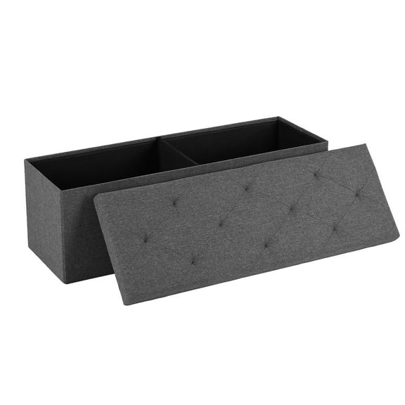 JOINSUN 43" Foldable Storage Ottoman Bench, Supports up to 660 lbs Multifunctional Footrest Stool for Bedroom, Living Room & Entryway, Gray