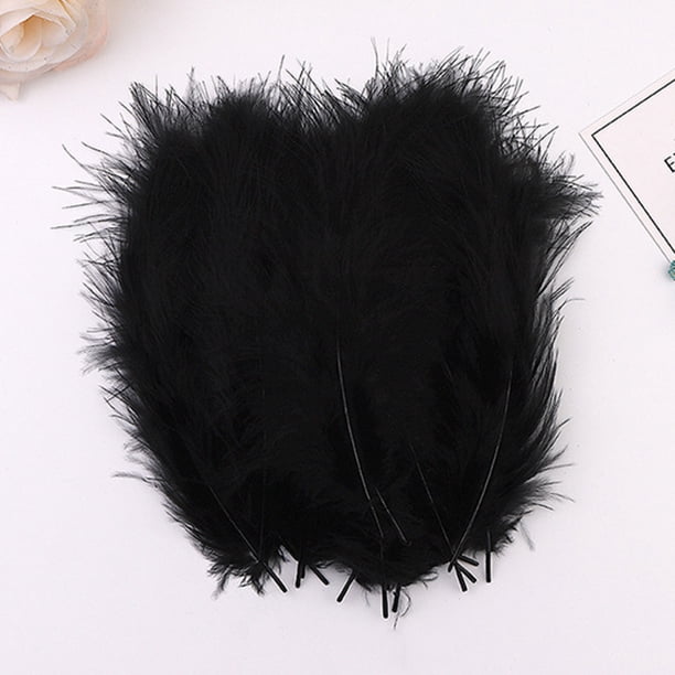 Bewildely 50 Uds. De plumas de marabú de pavo, vestido de boda esponjoso, decoración de joyería DIY, accesorios decorativos, plumas Artesanía negro Bewildely HA002055-04