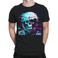 thumbnail image 2 of Glitchy Neon Skull Astronaut Black Men's T-shirt, 2 of 3