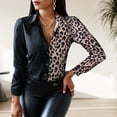 thumbnail image 4 of Camisas De Verano Camisas casuales para mujer Camisa de solapa con estampado de oficina Blusa superior con botones (Negro XXL) Ygjytge para Mujer Negro T XL, 4 of 7