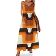 thumbnail image 1 of Vestido sin mangas naranja de lujo de estilo moderno de mediados de siglo con estilo de los años 70, vestido de fiesta para mujer, vestido de verano para mujer, 1 of 7