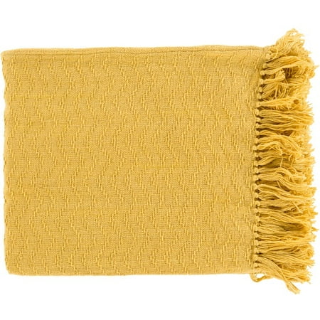 Chevron Fringe - Mustard Yellow Chevron Cotton Fringed Decorative Throw Blanket 50