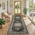 thumbnail image 5 of Hallway Runner Rug Non Slip - Washable 2.6x8 Kitchen Rugs for Living Room, Low-Pile Soft Bedroom Rug Indoor Floor Stain Resistant Carpets for Entryway, Laundry, Bathroom Black Gold, 5 of 18