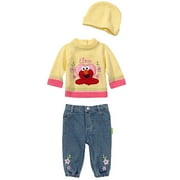 Sesame Street - 3-Piece Elmo Sweater, Pant and Hat Set - Infant