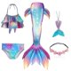 thumbnail image 2 of 2023-5 unids/set traje de baño de cola de sirena para niñas disfraz de sirenita Cosplay ropa de playa traje de baño-1, 2 of 3