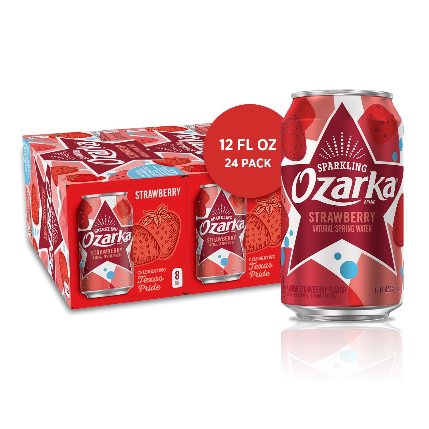 Ozarka Sparkling Water, Summer Strawberry, 12 oz. Cans (24 Count ...